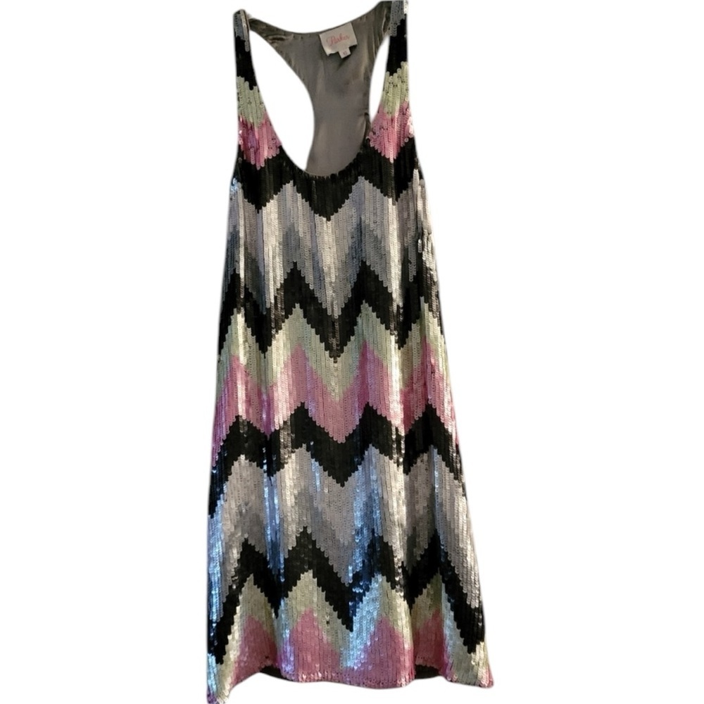 Parker Zig Zag Chevron Sequin Mini Shift Dress Size XS MSRP $198